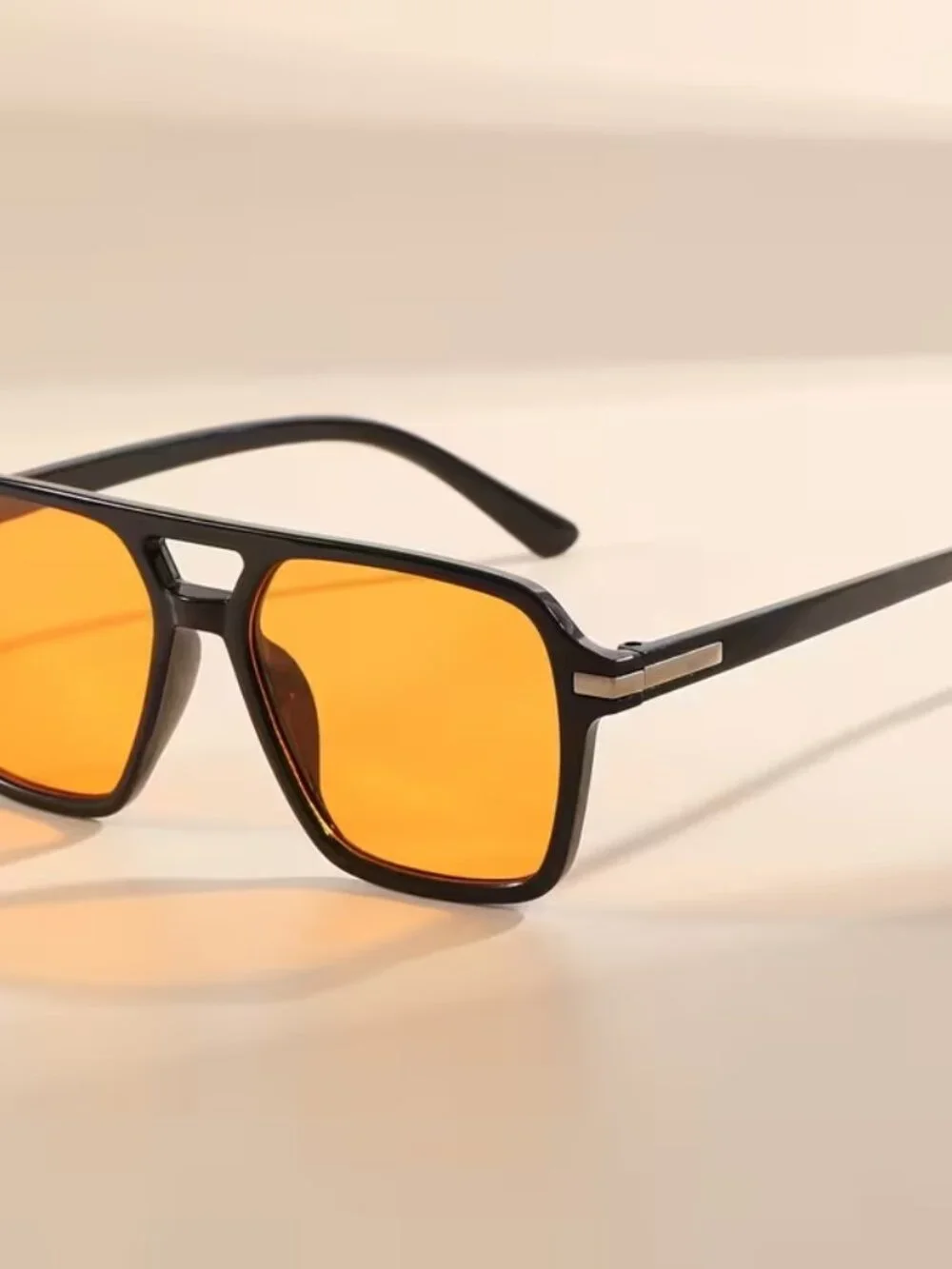 Black & Amber Rectangular Aviator Sunglasses BRAND-NEW!